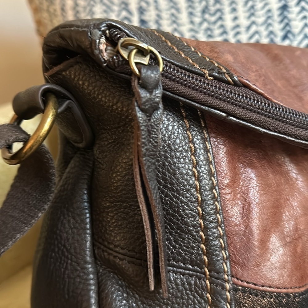 The Sak Indio Leather Patchwork Crossbody Bag - Black/Brown/Metallic Copper - Picture 8 of 15